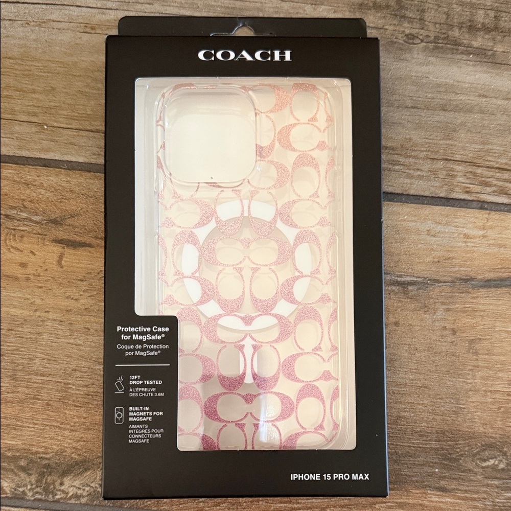 Coach Signature Pink iPhone 15 Pro Max Case